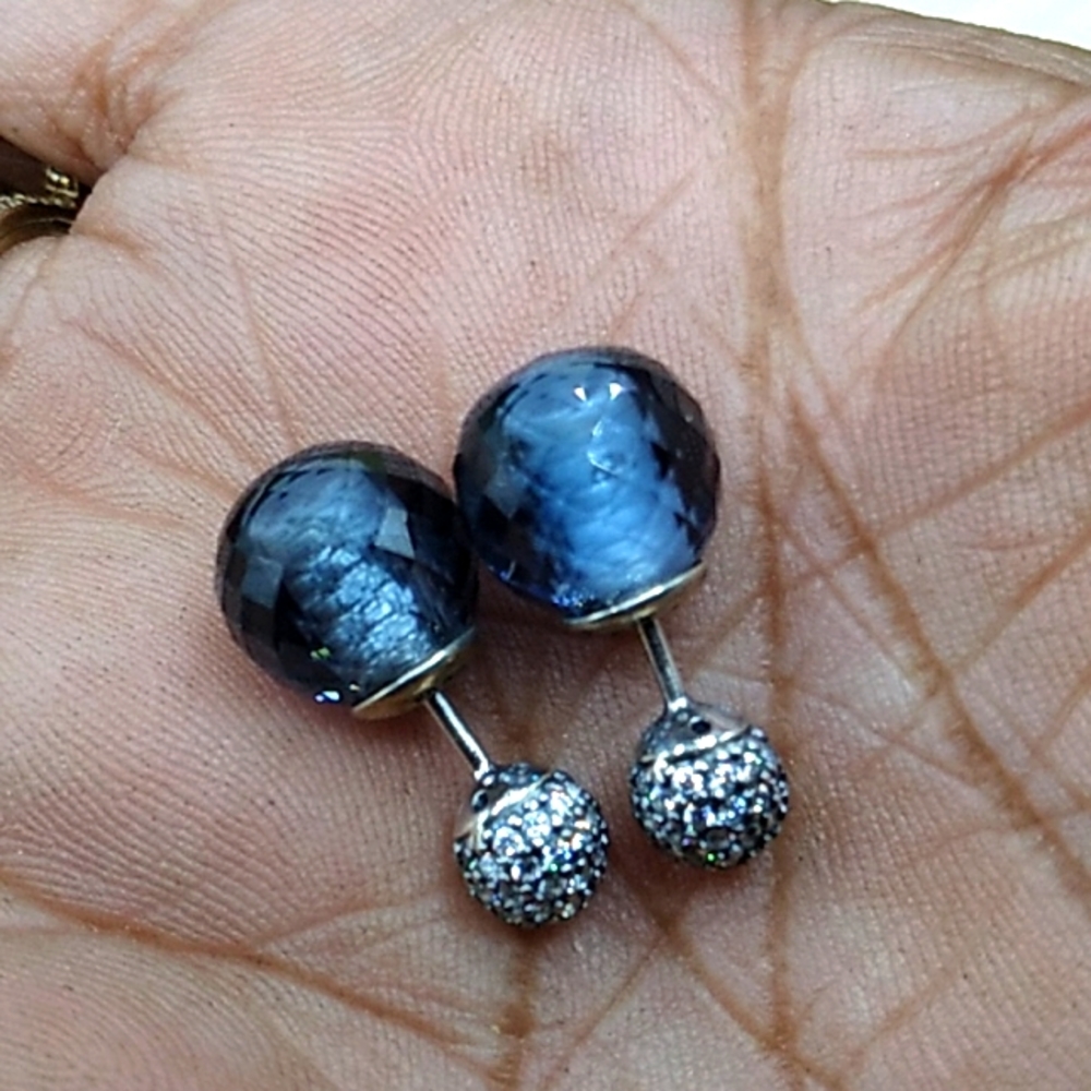Pandora Midnight Blue Shimmering Drops Stud Earrings - Picture 4 of 9